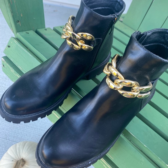Like New Black and Gold Booties - Picture 2 of 2
